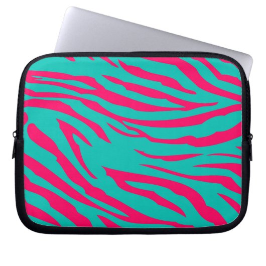 Heißes Rosaaquamariner Zebra-Druck-tierischer Laptopschutzhülle (Vorderseite)