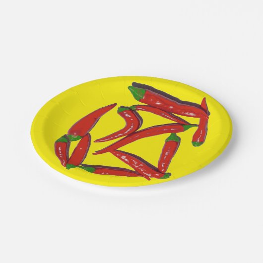 Heißes rotes Chili-Paprikaschoten-Muster Pappteller (Schrägansicht)