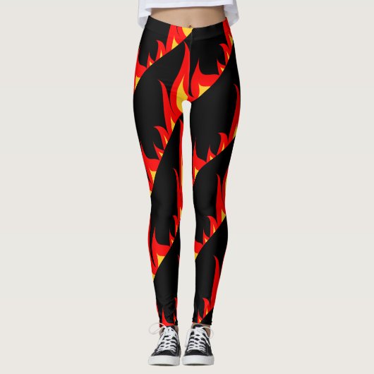 Heißes rotes Feuer flammt Leggings (Vorderseite)