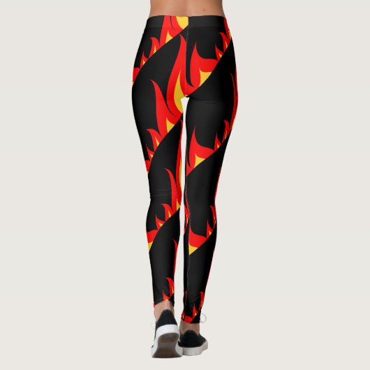 Heißes rotes Feuer flammt Leggings (Rückseite)