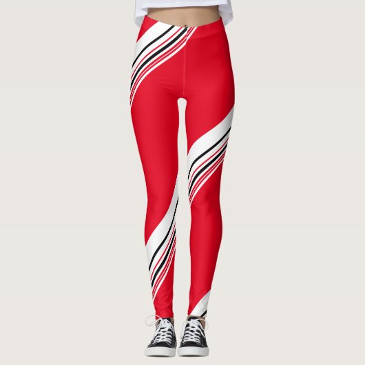 Heißes rotes Streifenmuster anzüglich Leggings (Vorderseite)