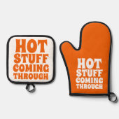 Heißes Zeug, das durch den Spaß kommt Ofenhandschuh & Topflappen-Set (Vorderseite)