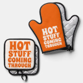 Heißes Zeug, das durch den Spaß kommt Ofenhandschuh & Topflappen-Set (Vorderseite/Rückseite)