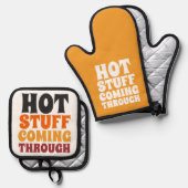 Heißes Zeug, das durch den Spaß kommt Ofenhandschuh & Topflappen-Set (Vorderseite/Rückseite)