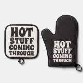 Heißes Zeug, das durch den Spaß kommt Ofenhandschuh & Topflappen-Set (Vorderseite)