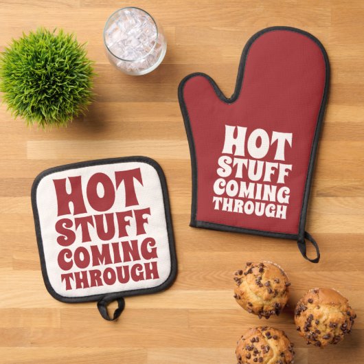 Heißes Zeug, das durch den Spaß kommt Ofenhandschuh & Topflappen-Set (Oben Unten)