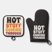 Heißes Zeug, das durch den Spaß kommt Ofenhandschuh & Topflappen-Set (Vorderseite)