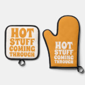 Heißes Zeug, das durch den Spaß kommt Ofenhandschuh & Topflappen-Set (Vorderseite)