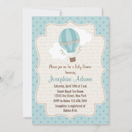 Heißluft-Ballon-Babyparty-Einladungs-Blau Einladung