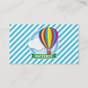 Heißluft-Ballon; Blaue u. weiße Streifen Visitenkarte