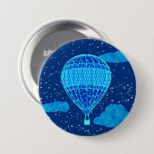 Heißluft-Ballon gegen einen nächtlichen Himmel im Button (Vorne & Hinten)