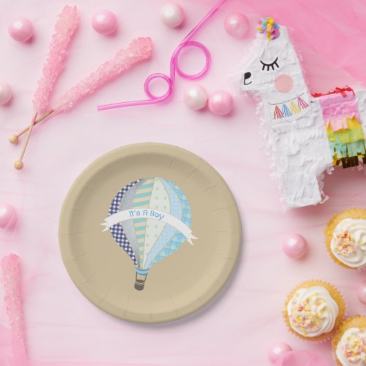 Heißluft-Ballon-Jungen-Babyparty Pappteller (Party)