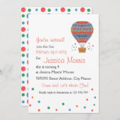 Heißluft-Ballon-Kindergeburtstag-Party Einladung (Vorne/Hinten)