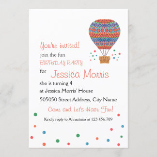Heißluft-Ballon-Kindergeburtstag-Party Einladung