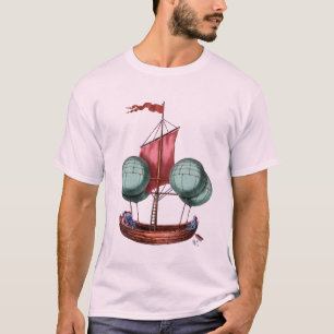 Heißluft-Ballon-Luftschiff mit rotem Segel T-Shirt