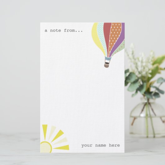 Heißluft-Ballon u. personalisiertes Briefpapier (Stehend Vorderseite)