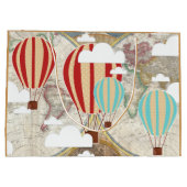 Heißluft-Ballon-u. Weltkarten-Vintager Reisender Große Geschenktüte (Rückseite)