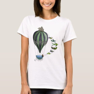 Heißluft-Ballon und Vögel T-Shirt
