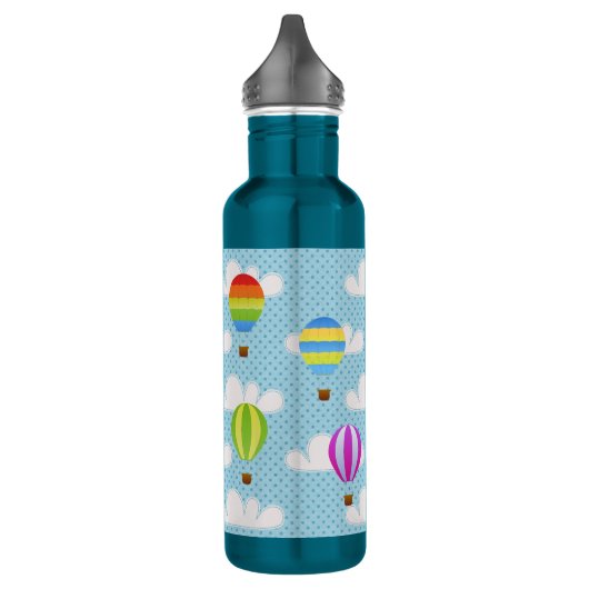 Heißluft-Ballone im bewölkten Dotty Himmel Trinkflasche (Links)