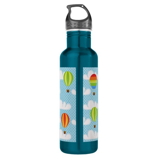 Heißluft-Ballone im bewölkten Dotty Himmel Trinkflasche (Rückseite)