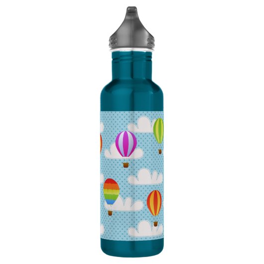 Heißluft-Ballone im bewölkten Dotty Himmel Trinkflasche (Rechts)