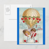 Heißluft-BallonVintager Valentine Feiertagspostkarte (Vorne/Hinten)