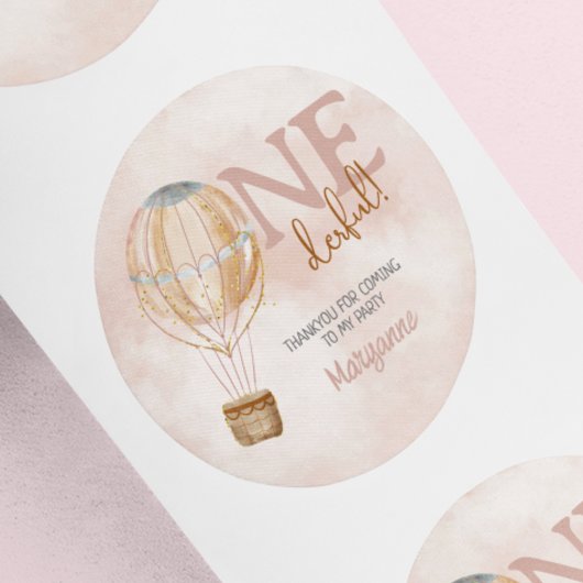 Heißluftballon 1. Geburtstag Dankeschön Sticker