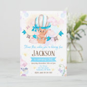 Heißluftballon 1. Geburtstag Einladung (Stehend Vorderseite)