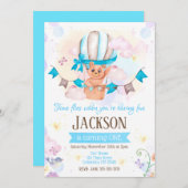 Heißluftballon 1. Geburtstag Einladung (Vorne/Hinten)