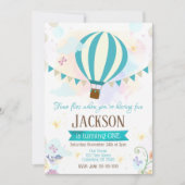 Heißluftballon 1. Geburtstag Einladung (Vorderseite)