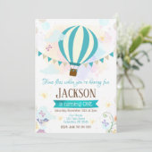 Heißluftballon 1. Geburtstag Einladung (Stehend Vorderseite)