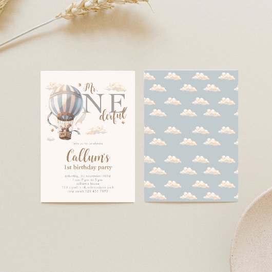 Heißluftballon 1. Geburtstag Einladung