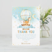 Heißluftballon 1. Geburtstag Jungle Animals Boy Dankeskarte (Stehend Vorderseite)
