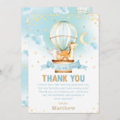 Heißluftballon 1. Geburtstag Jungle Animals Boy Dankeskarte (Vorne/Hinten)