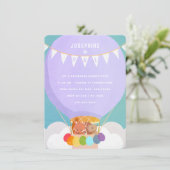 Heißluftballon 1. Geburtstag Party Einladung (Stehend Vorderseite)