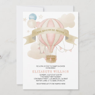 Heißluftballon Aquarell Babyparty Einladung