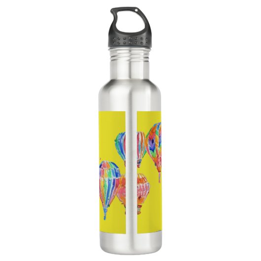 Heißluftballon Aquarellboys Gelbe Balloons Edelstahlflasche (Rückseite)