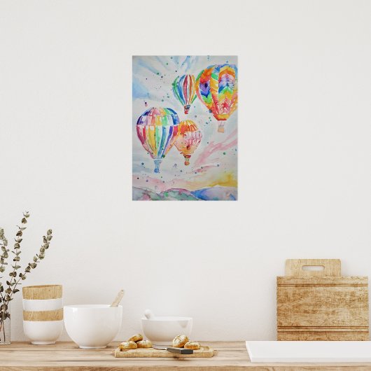 Heißluftballon Aquarellmalerei Poster (Küche)