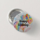 Heißluftballon Aquarellmalerei Poster Button (Vorne & Hinten)