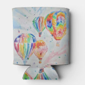 Heißluftballon Aquarellmalerei Poster Dosenkühler (Rückseite)