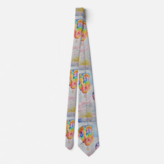 Heißluftballon Aquarellmalerei Poster Krawatte (Rückseite)