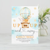 Heißluftballon Auf und Ab Babydusche Einladung (Stehend Vorderseite)