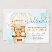 Heißluftballon Auf und Ab Boy Babydusche Einladung (Vorderseite)