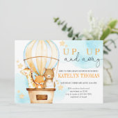 Heißluftballon Auf und Ab Boy Babydusche Einladung (Stehend Vorderseite)