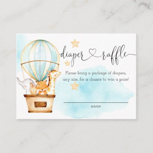 Heißluftballon Auf- und Abfahrt Windeln Raffel Begleitkarte (Vorderseite)