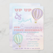 Heißluftballon, Auf- und Abreise Geburtstag Einladung (Vorne/Hinten)