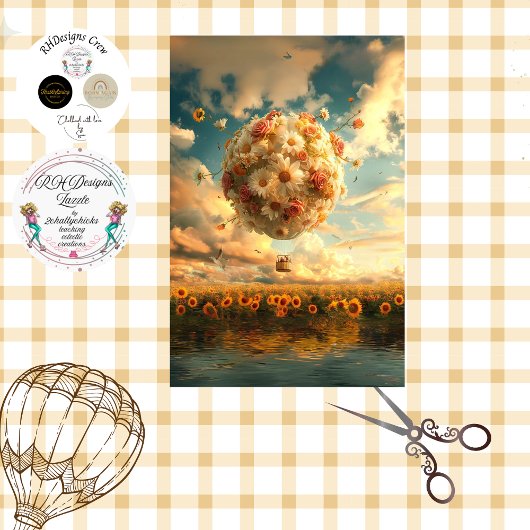 Heißluftballon aus Blume Decoupag Seidenpapier