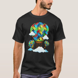 Heißluftballon Autismus-Bewusstsein Süßes Herz-Puz T-Shirt