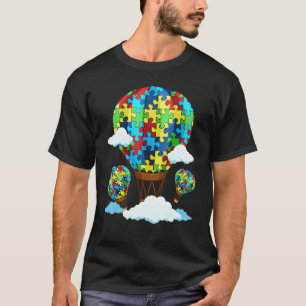 Heißluftballon-Autismus-Bewusstsein Süßes Herz-Puz T-Shirt