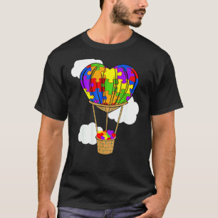 Heißluftballon-Autismus-Bewusstsein Süßes Herz-Puz T-Shirt